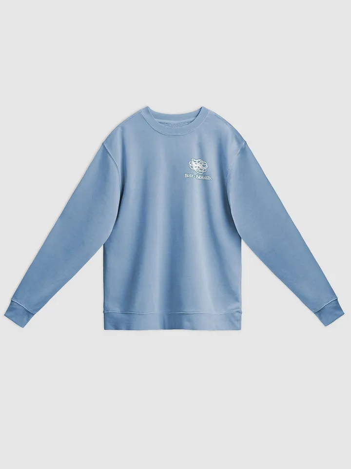 BUSY-BRAINED (sm. lined design, #709AAF) printed pigment crewneck product image (15)