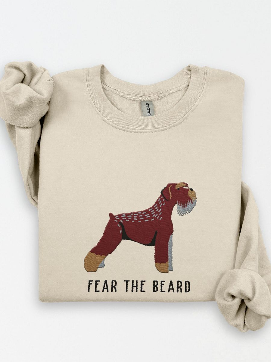 Fear the Beard Sweatshirt (Embroidered) of a Schnauzer(Brown) product image (1)