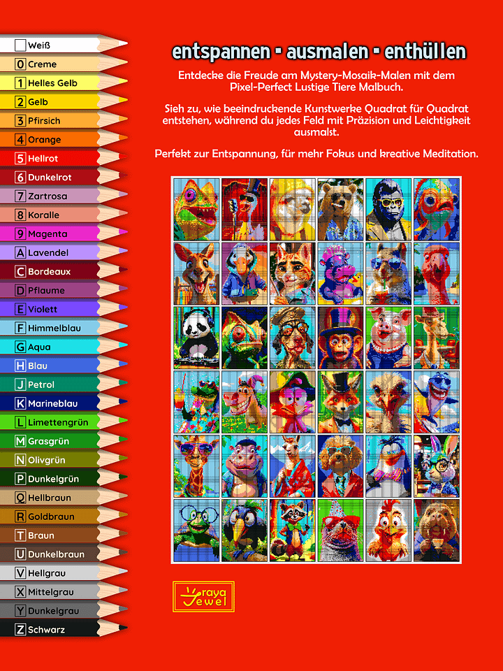 Pixel-Perfect Lustige Tiere Pixel Malbuch nach Zahlen - Druckbares PDF product image (2)
