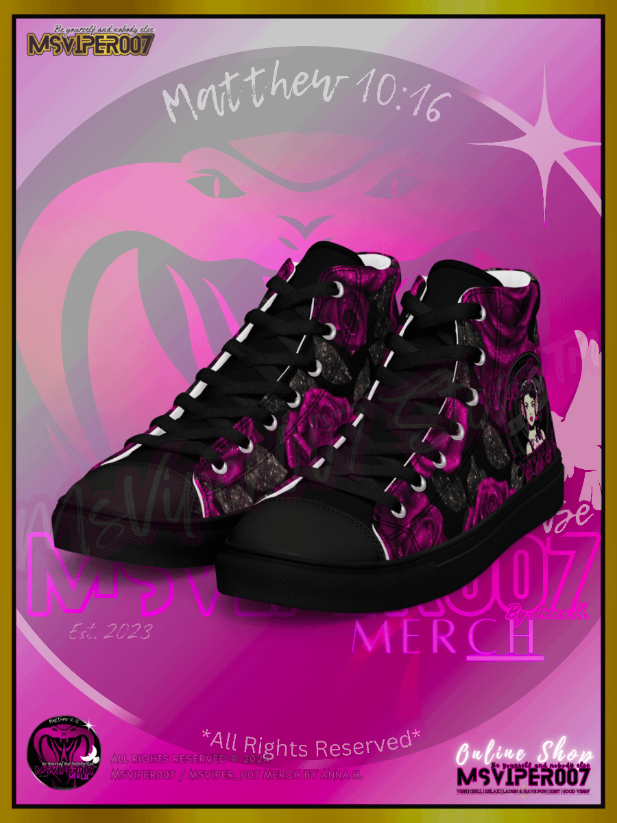 Shoes (High-Tops) - MsViper007's "Lady Gamers Are Awesome™ | [V3] (blk/velvet violent rose)" Womens Comfort High-Top Shoes by Anna H. product image (4)