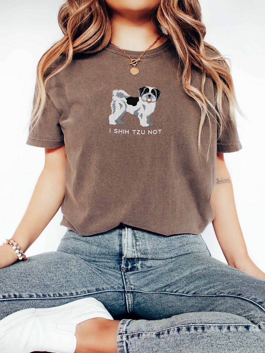 I Shih Tzu Not T-Shirt(Embroidered) of a Shih Tzu(Black & White) product image (2)