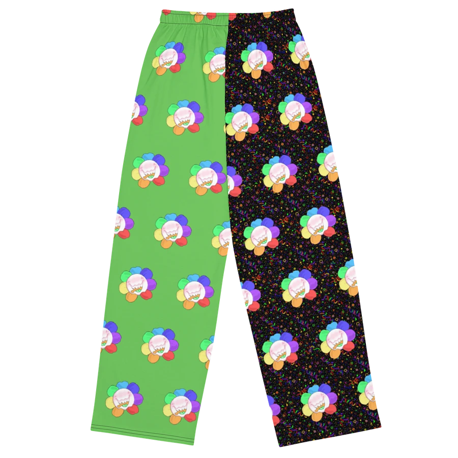 Split Green and Arcade All-Over Flower Unisex Wide-Leg Pants product image (3)