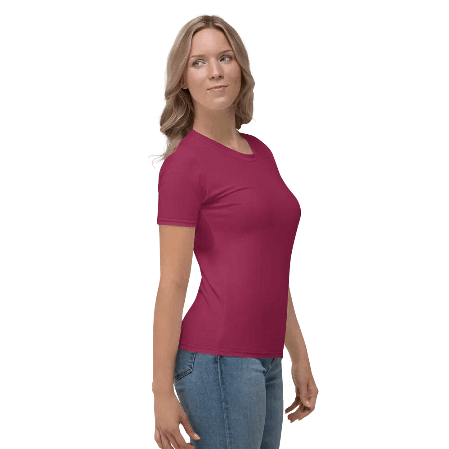 Plain Dark Red True Summer Women's Crewneck Polyester Heavyweight Premium T-Shirt by Treasure Pie product image (5)