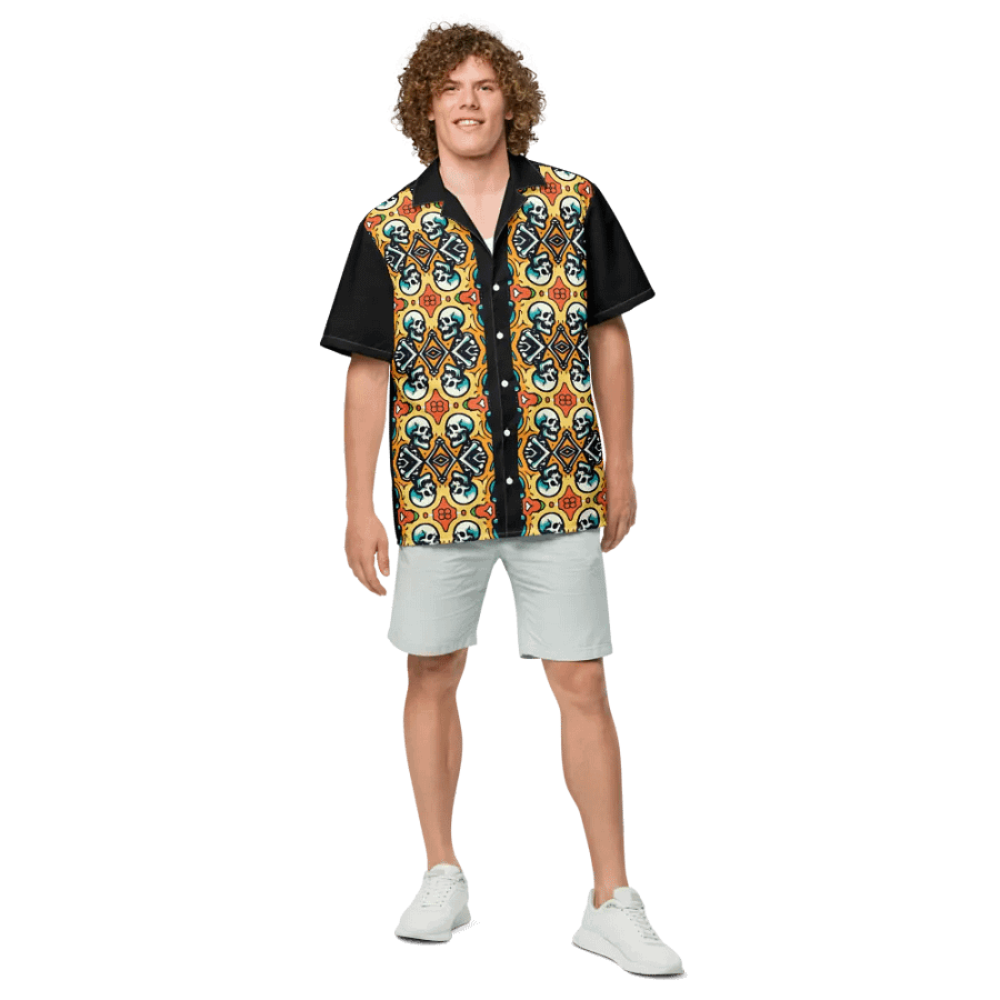 Hawaiian Style Shirt, Button Up, Unisex, Skulls product image (8)