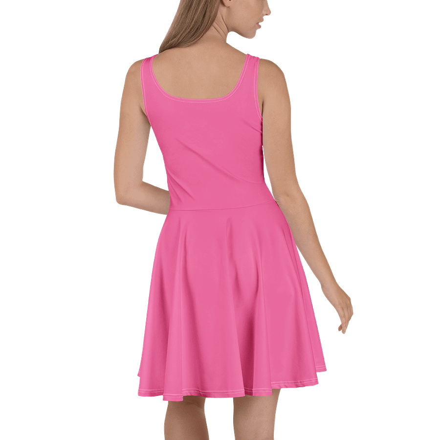 Flamingo Pink Solid Color Fit and Flare Skater Dress product image (4)