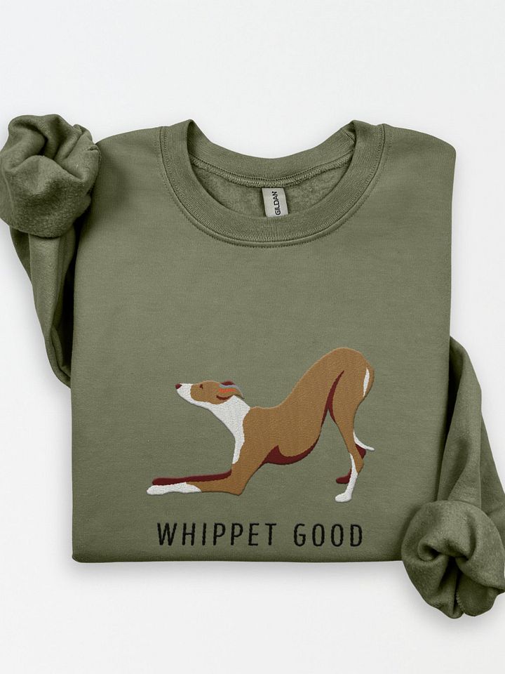 Whippet Good Sweatshirt (Embroidered) of a Whippet(Tan & White) product image (1)