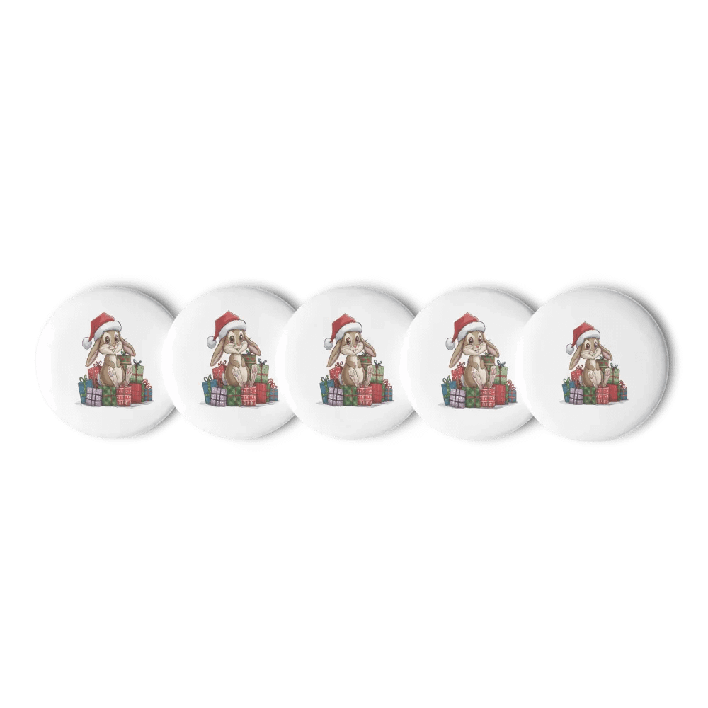 Santa Bunny white Set of Pin Buttons product image (3)