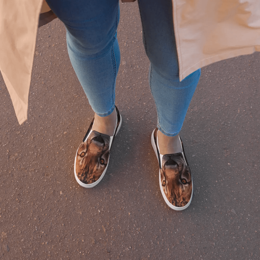 Flaming Wolf Lion Women's Slip-On Shoes product image (8)