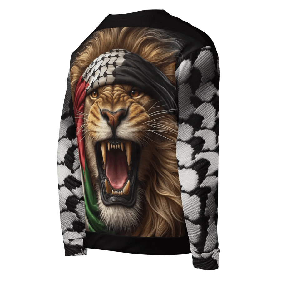 Roaring Lion Keffiyeh Unisex Sweatshirt | AI Design FREE PALESTINA product image (4)