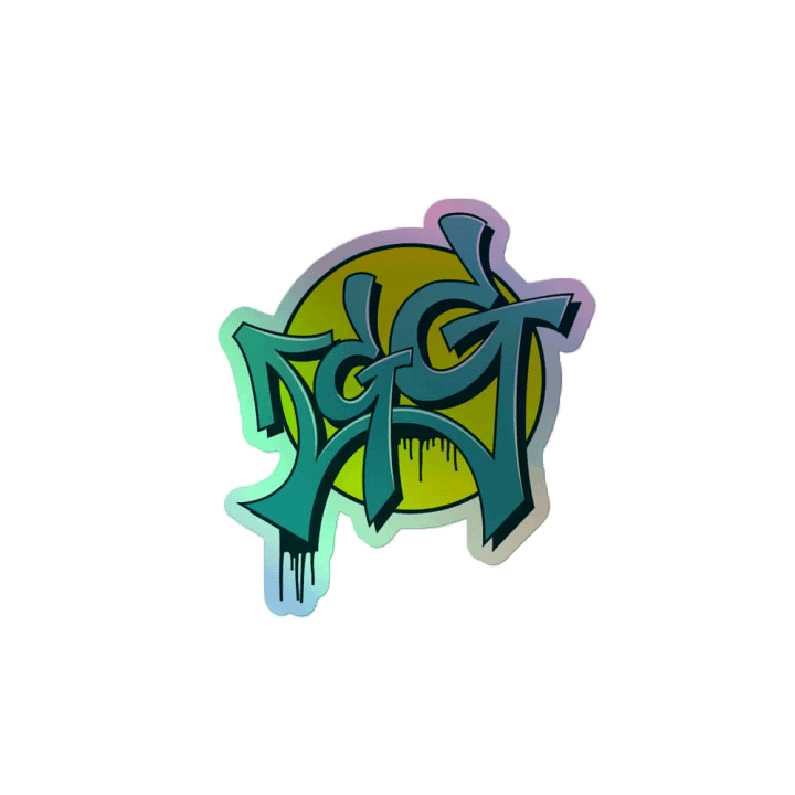 Dynamic Blue Graffiti Holographic Sticker product image (2)