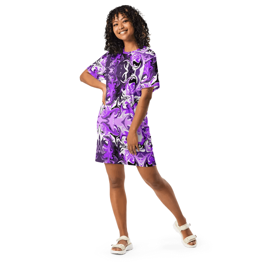 Purple Swirl Pattern T-Shirt Dress product image (9)