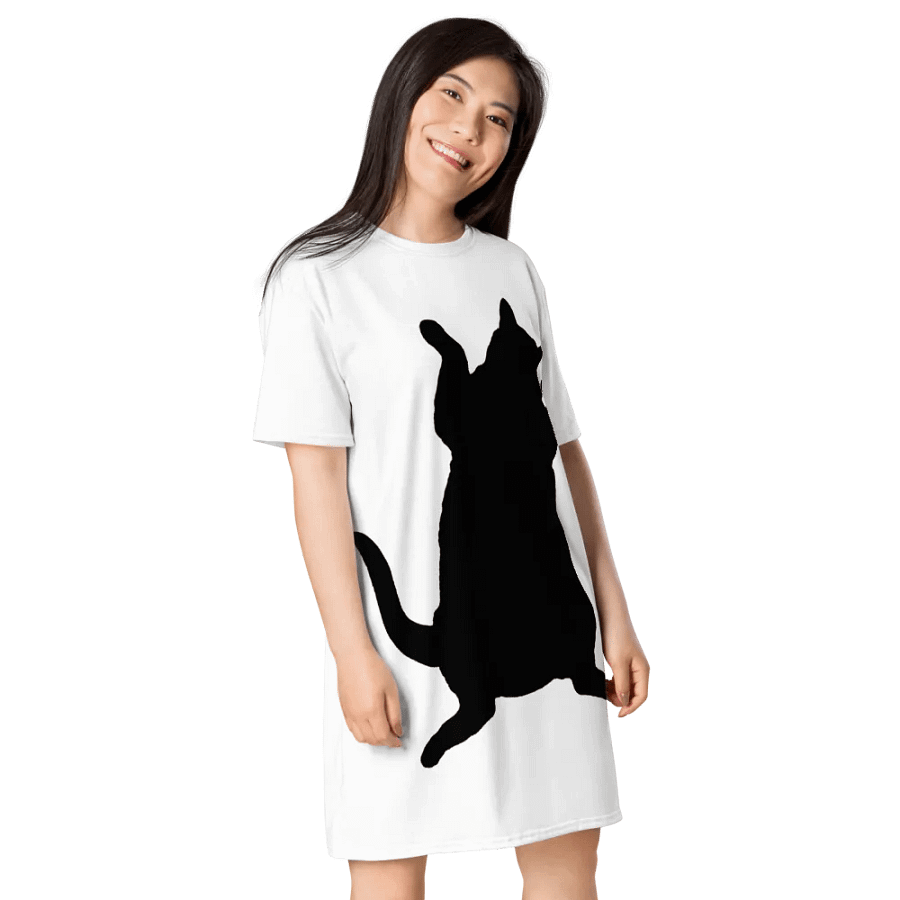 Dancing Demeowcracy Feline Black and White T-Shirt Dress product image (5)