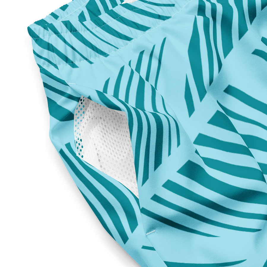 Teal Leaves All-Over Swim Trunks product image (4)