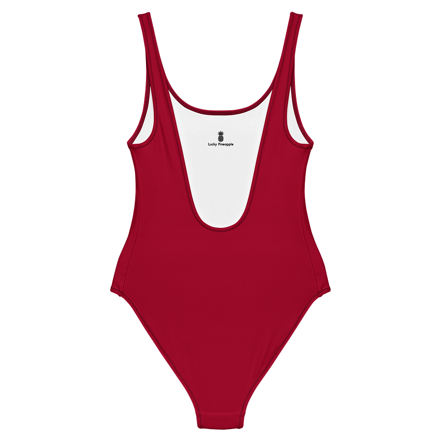 Cherry Red Solid Color Retro Inspired Women's One Piece Swimsuit product image (2)