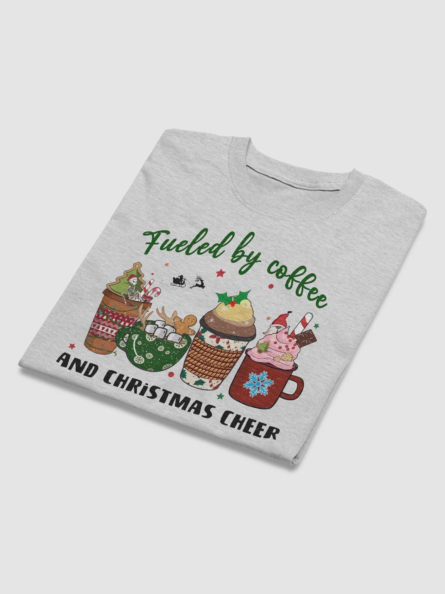 FUELED BY COFFEE AND CHRISTMAS CHEER T-SHIRT product image (4)