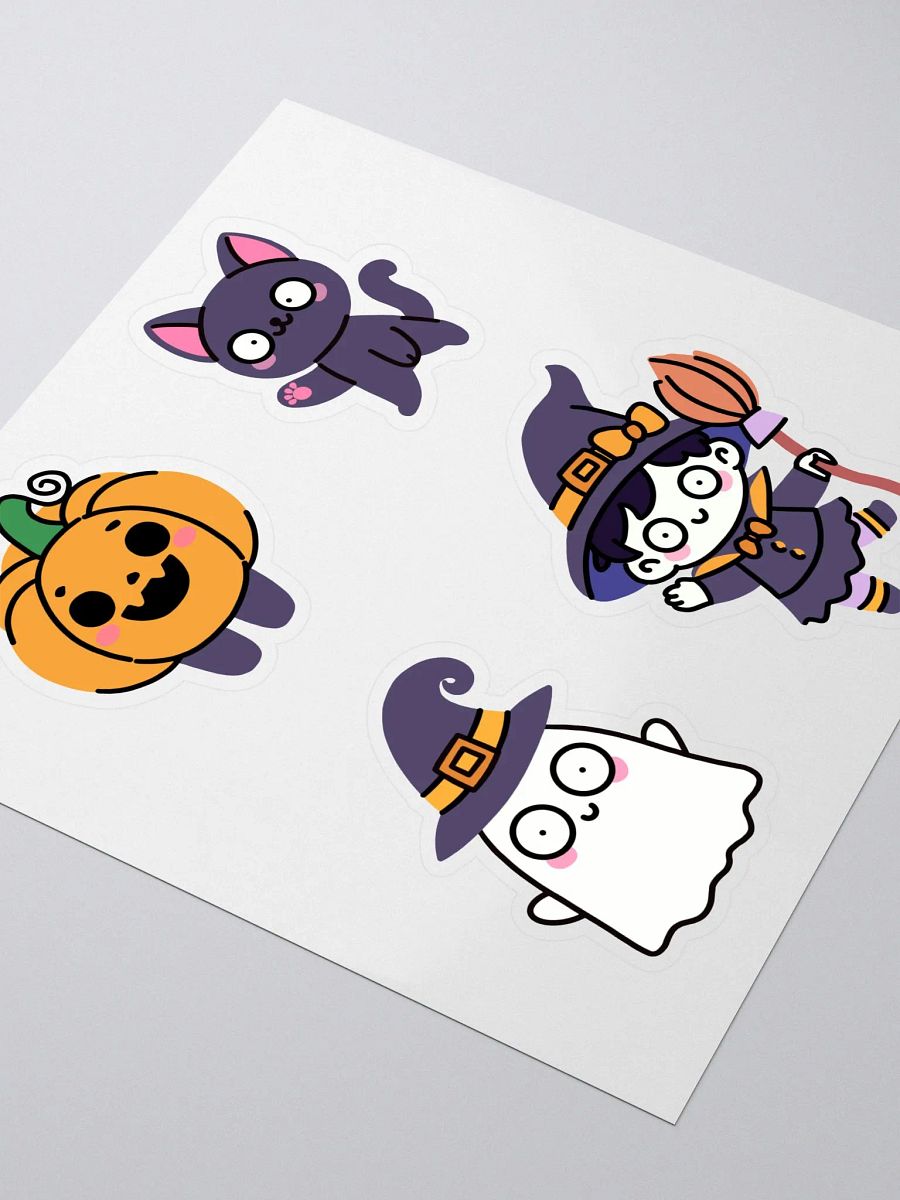 Spooky Cute Halloween Kiss Cut Stickers Set – Adorable Pumpkin, Black Cat, Ghost & Witch Characters product image (2)