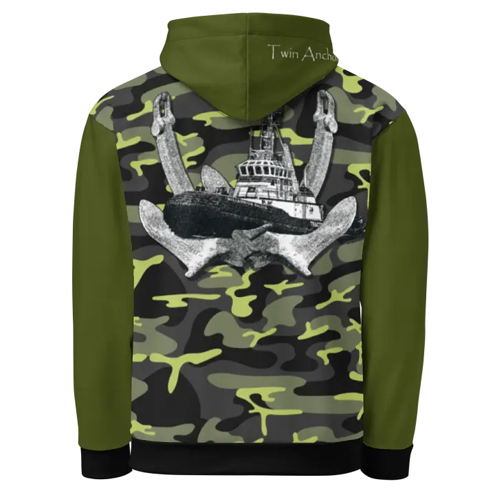 Green & Camouflage Twin Anchor Marco tug Hoodie product image (1)