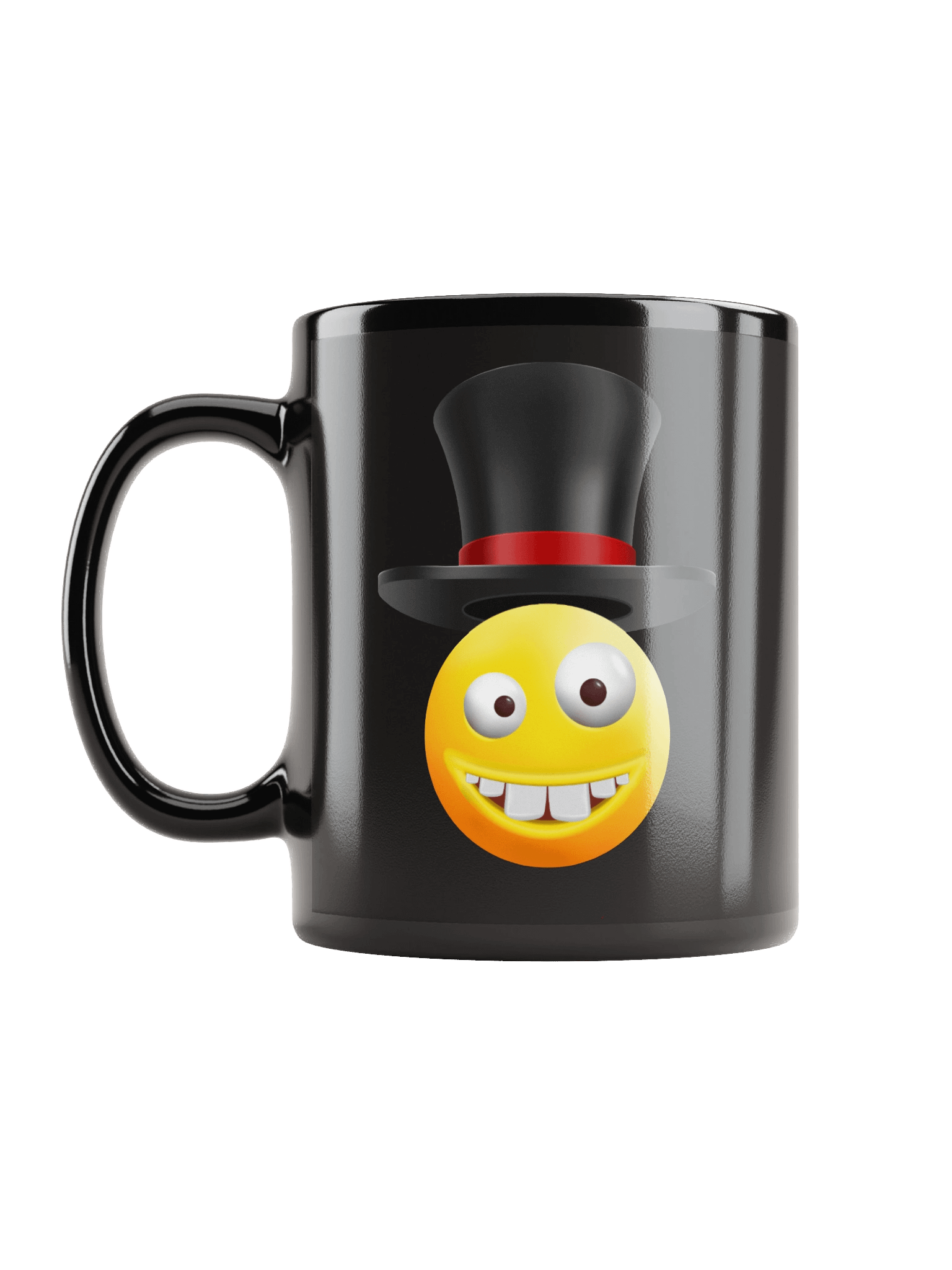 Funny Smiley Face with Top Hat Black Coffee Mug product image (2)