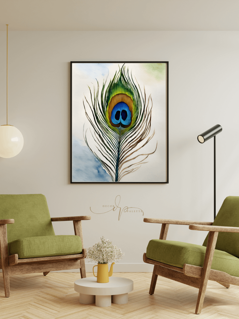 Watercolour Painting Printable Wall Art of PEACOCK FEATHER product image (3)