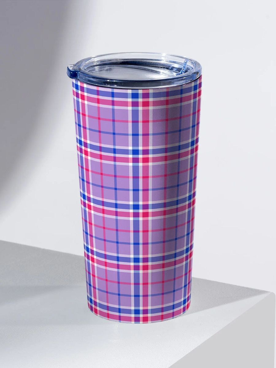 Lavender, Magenta and Blue Plaid Travel Tumbler product image (1)