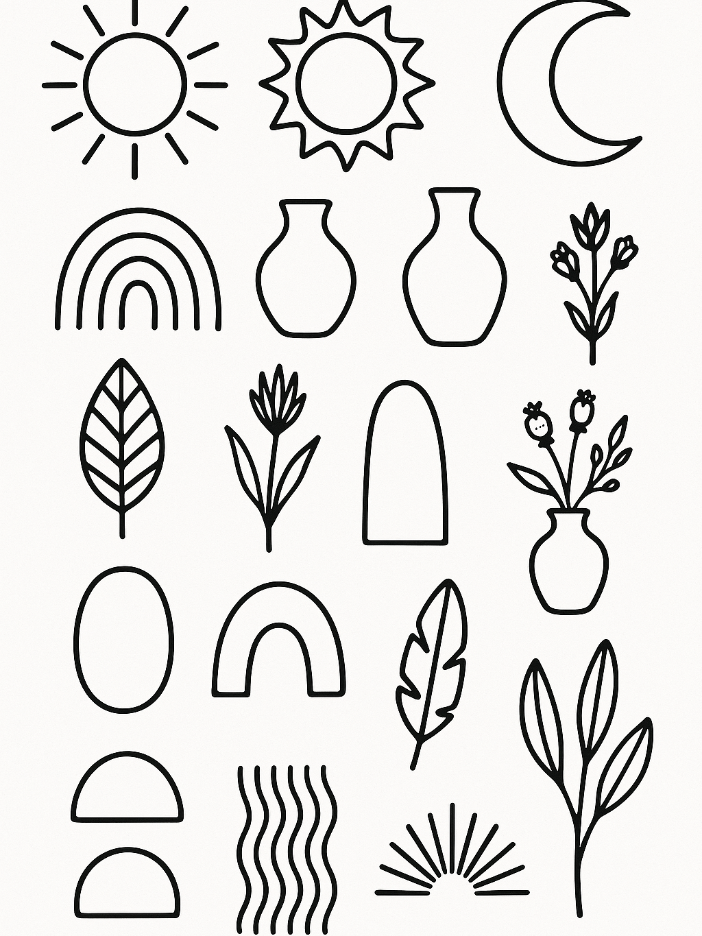 Boho Art Elements Bundle | Bohemian Clipart Set Neutral Abstract Shapes, Lines Motifs, Digital Design Graphics for DIY, Logos & Wall Art product image (11)