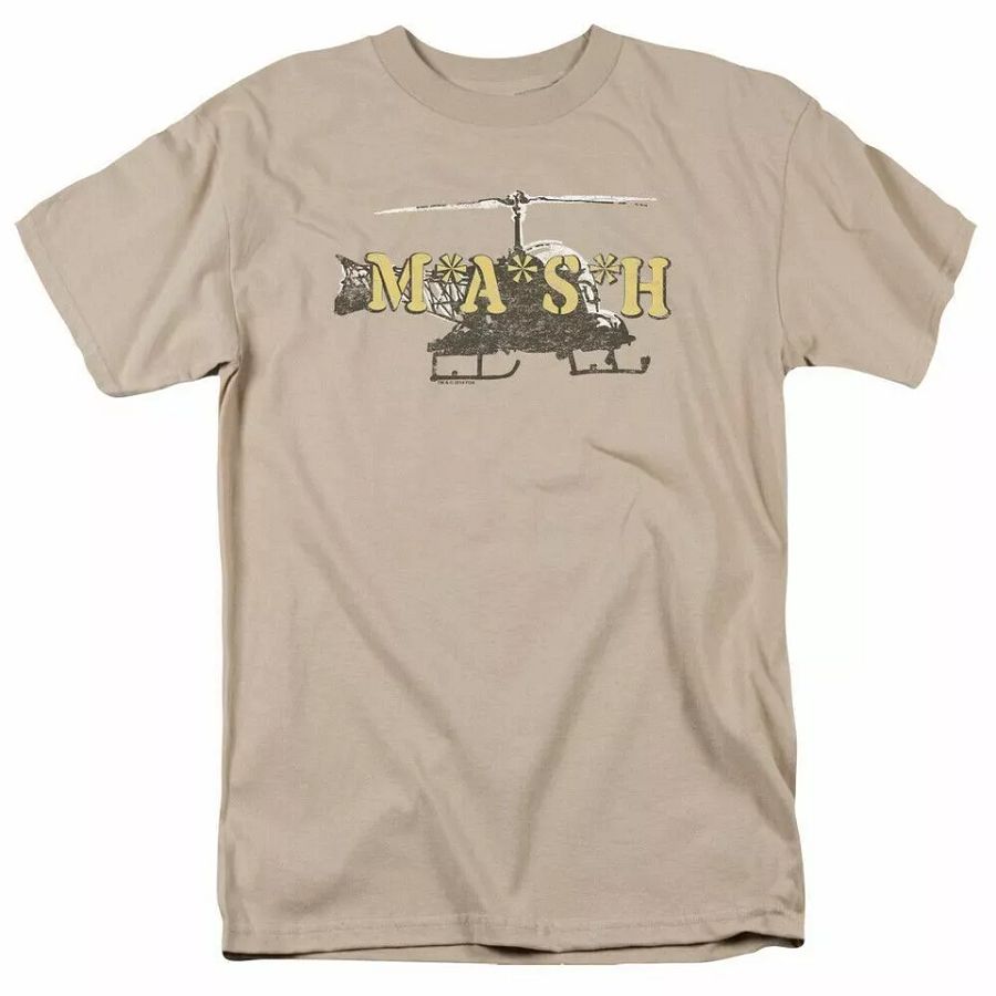 Mash Chopper T Shirt Mens 4077 Helicopter Licensed Classic TV Show Sand product image (1)