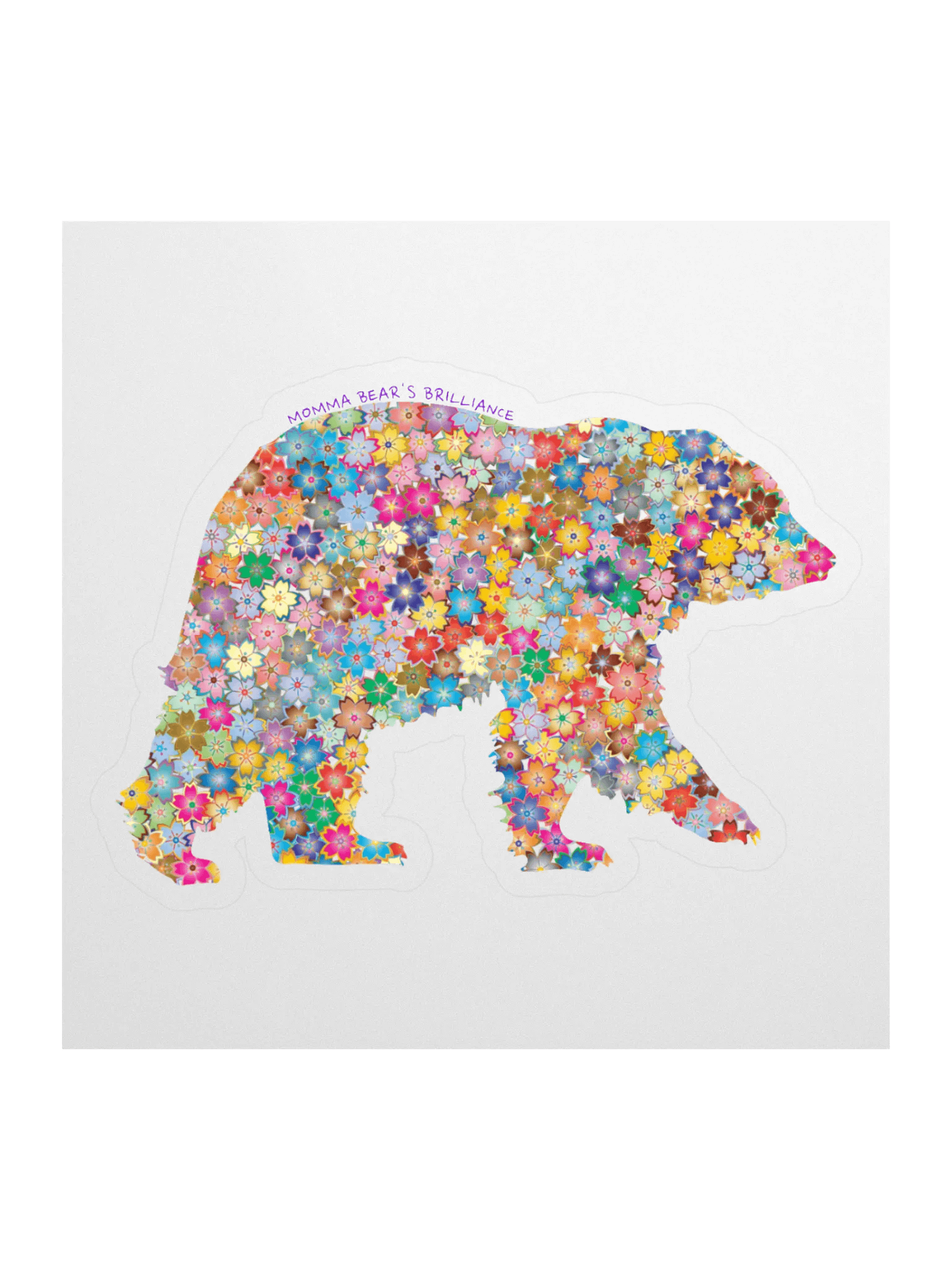 Floral Mama Bear Kiss Cut Sticker product image (1)