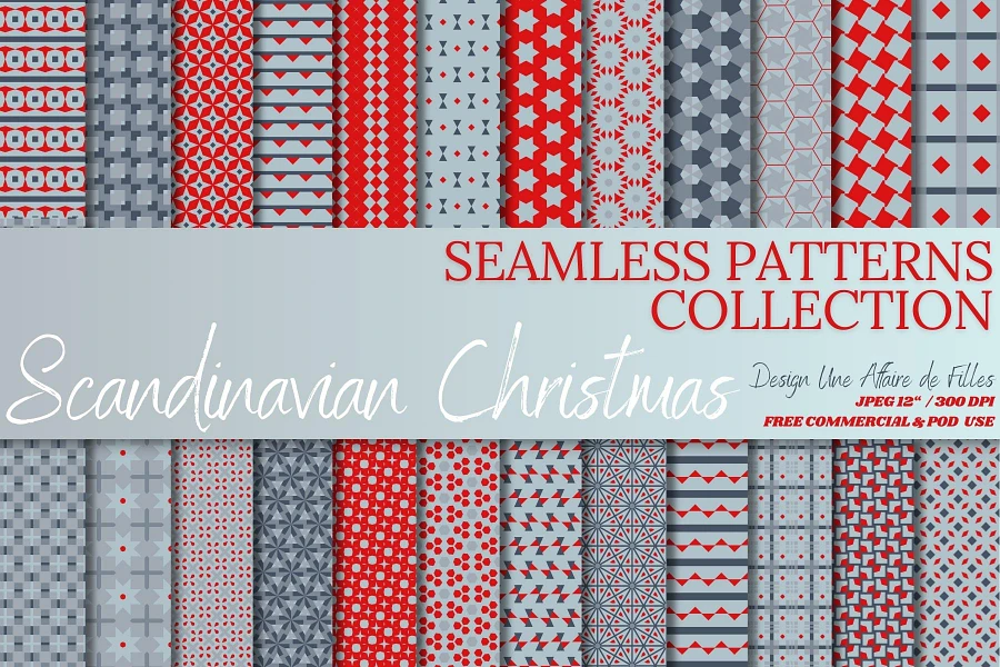 SCANDINAVIAN CHRISTMAS - 24 SEAMLESS PATTERNS DIGITAL PAPERS product image (1)