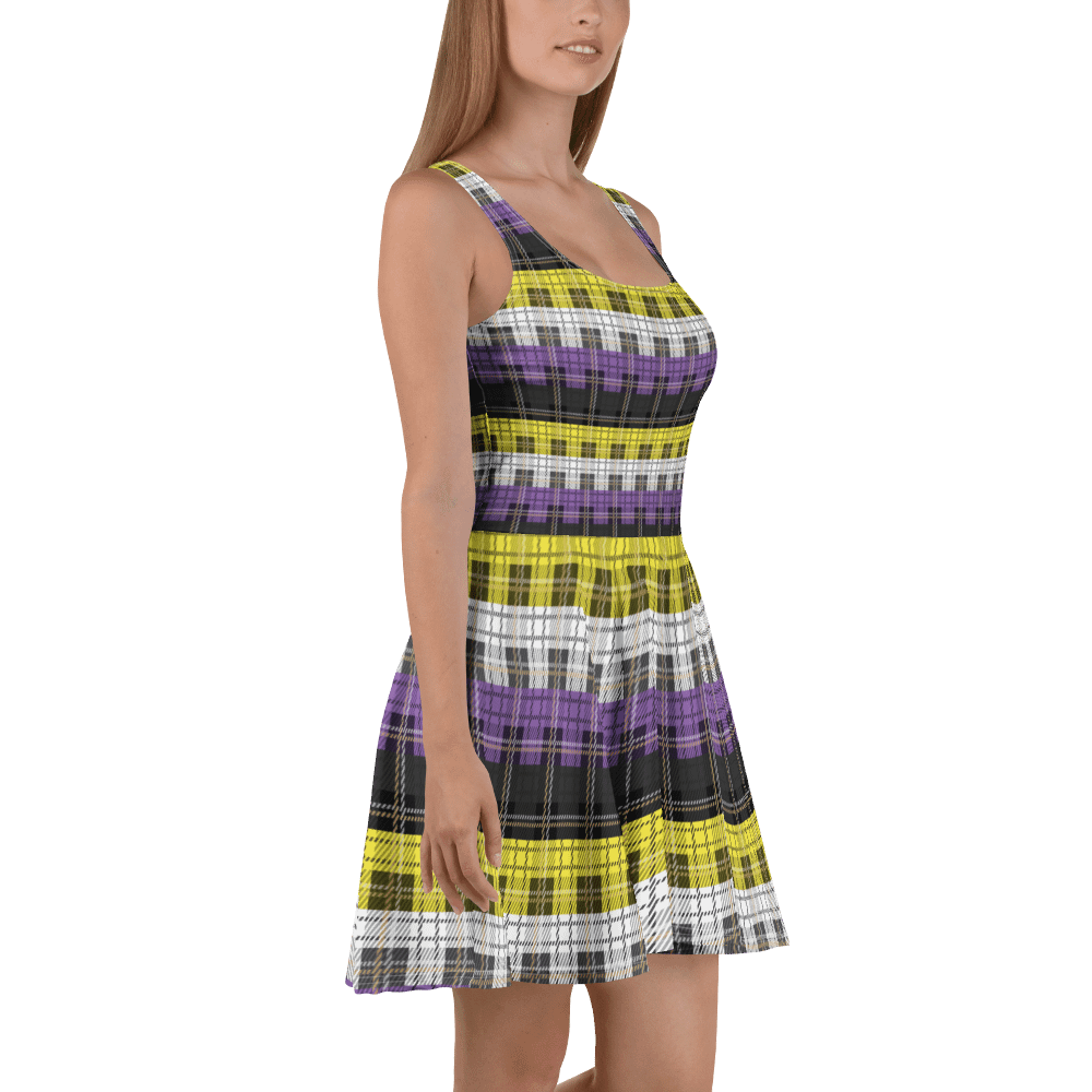 Non-binary Pride Plaid Skater Dress product image (3)