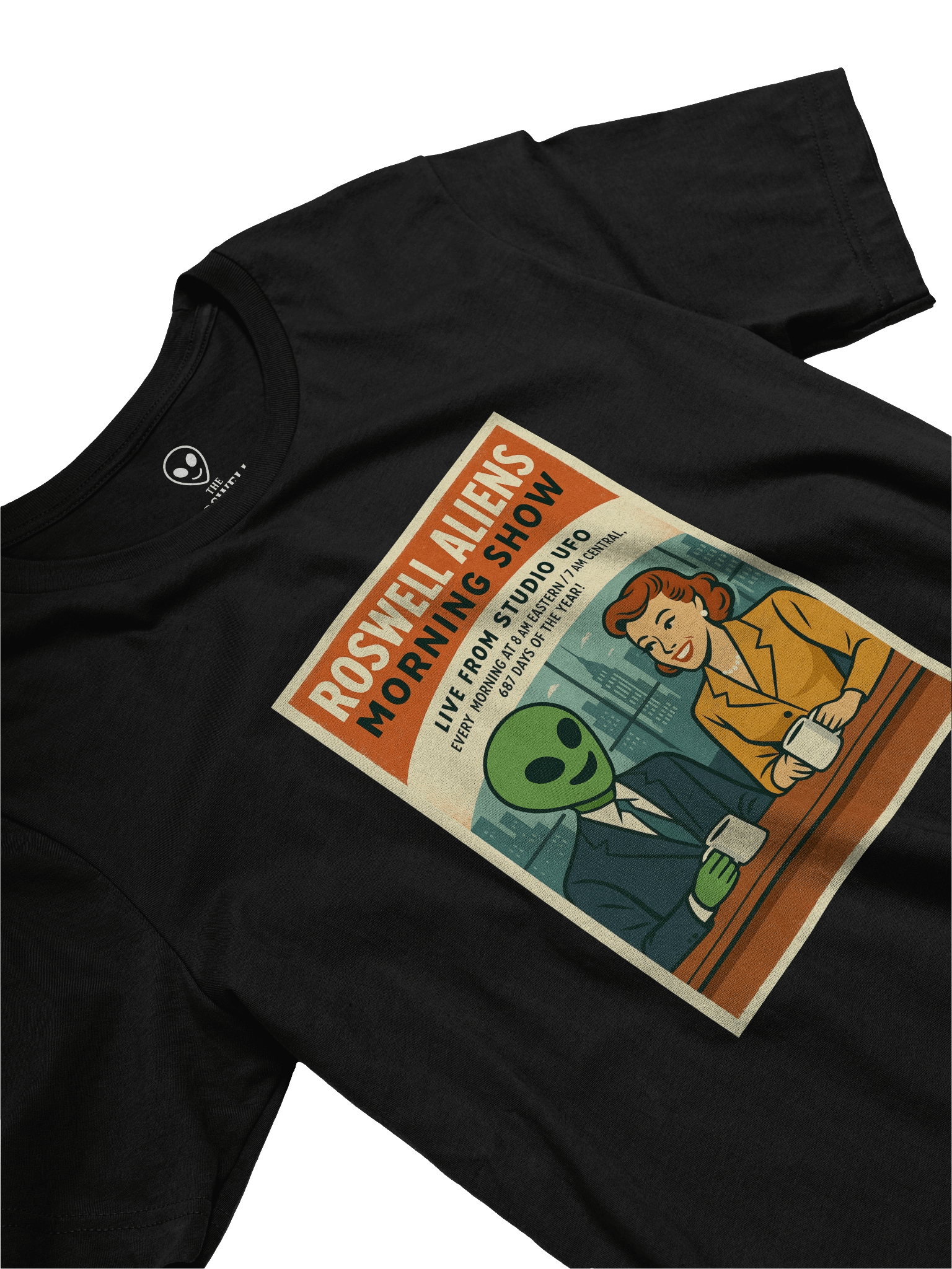 Studio UFO TV Anchorman Morning Show Roswell Aliens Retro 1950's Poster Unisex T-Shirt product image (3)