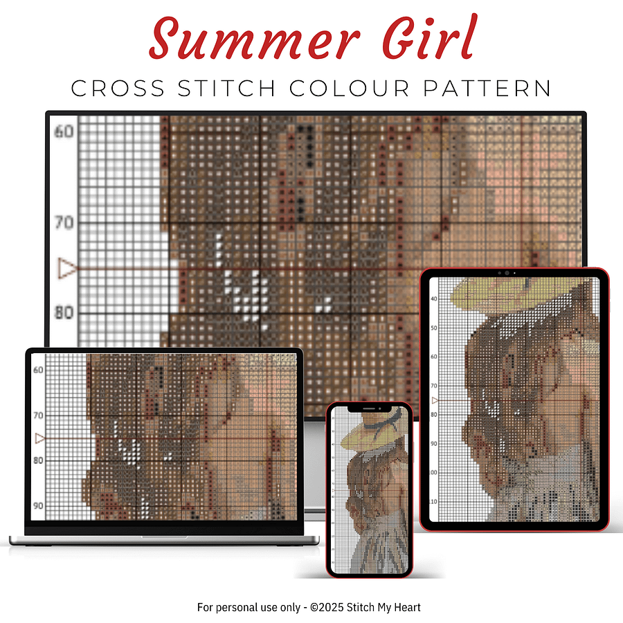 Summer Girl With Flowers Cross Stitch Pattern product image (3)