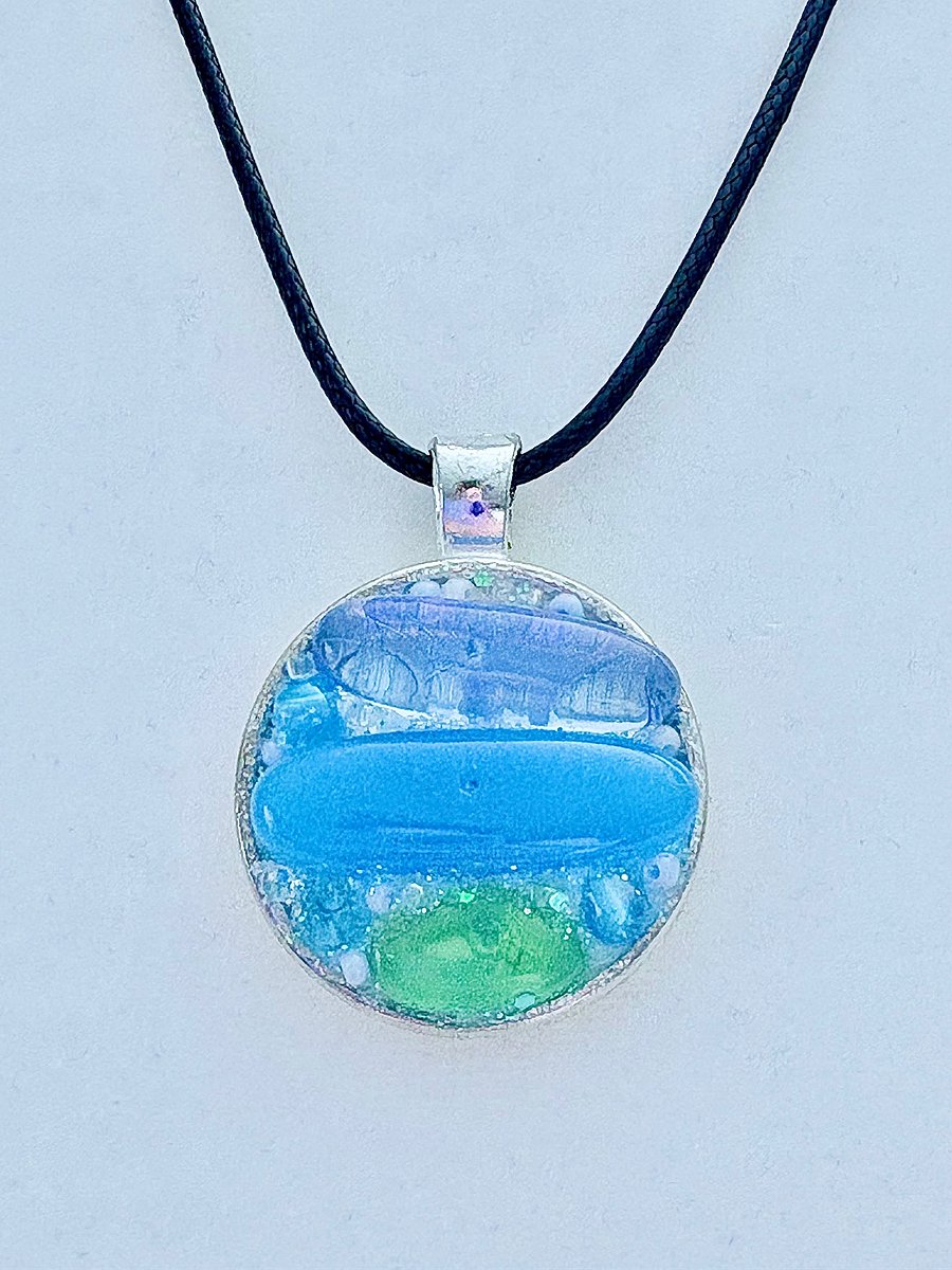 Coastal Calm Horizon Pendant Necklace | Handmade Glass Art Jewelry | Monique Faella Designs™ | MFD-00203 product image (1)