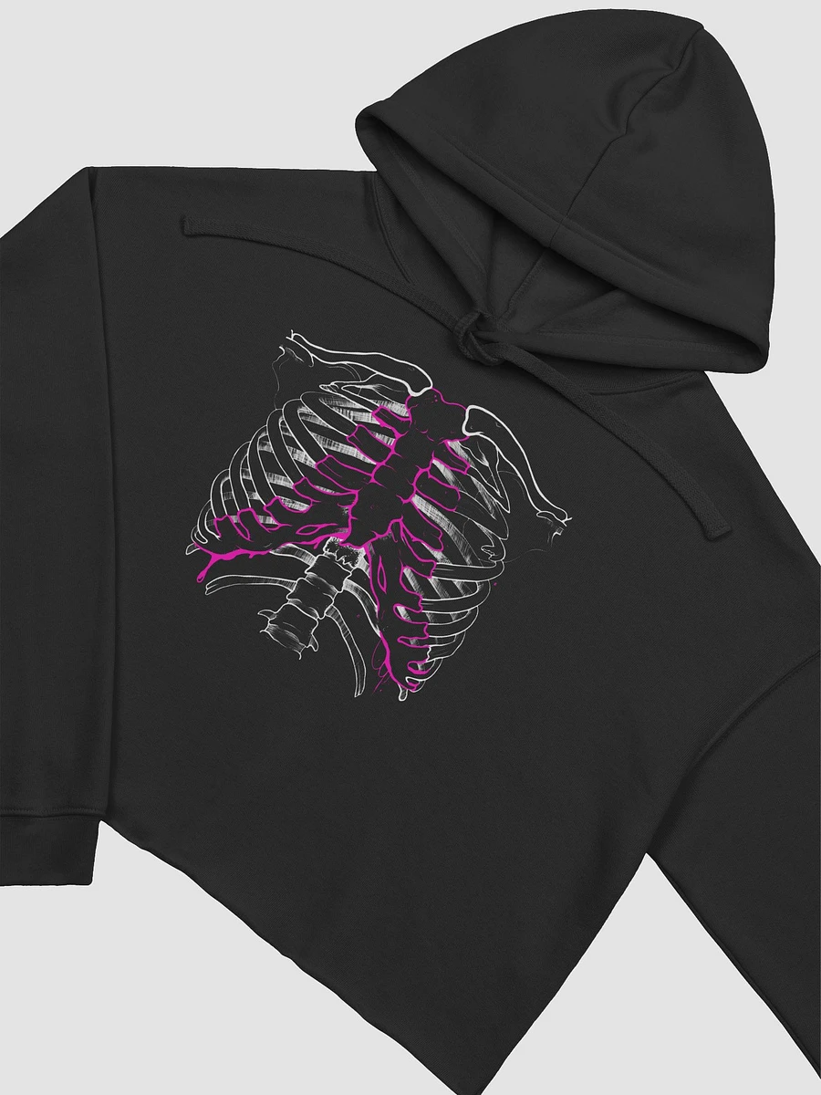 Pink Rib Crop Hoodie- Black product image (3)