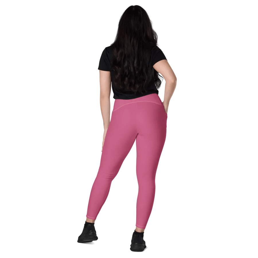 Plain Muted Blush Pink True Summer Women's High Waisted Premium Crossover Leggings with Pockets by Treasure Pie product image (10)