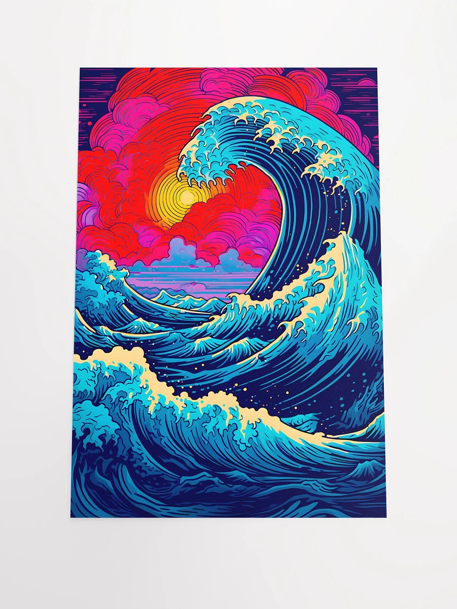 Vibrant Surge: A Modern Take on The Great Wave Aquatic Nautical Illustration Matte Poster product image (3)