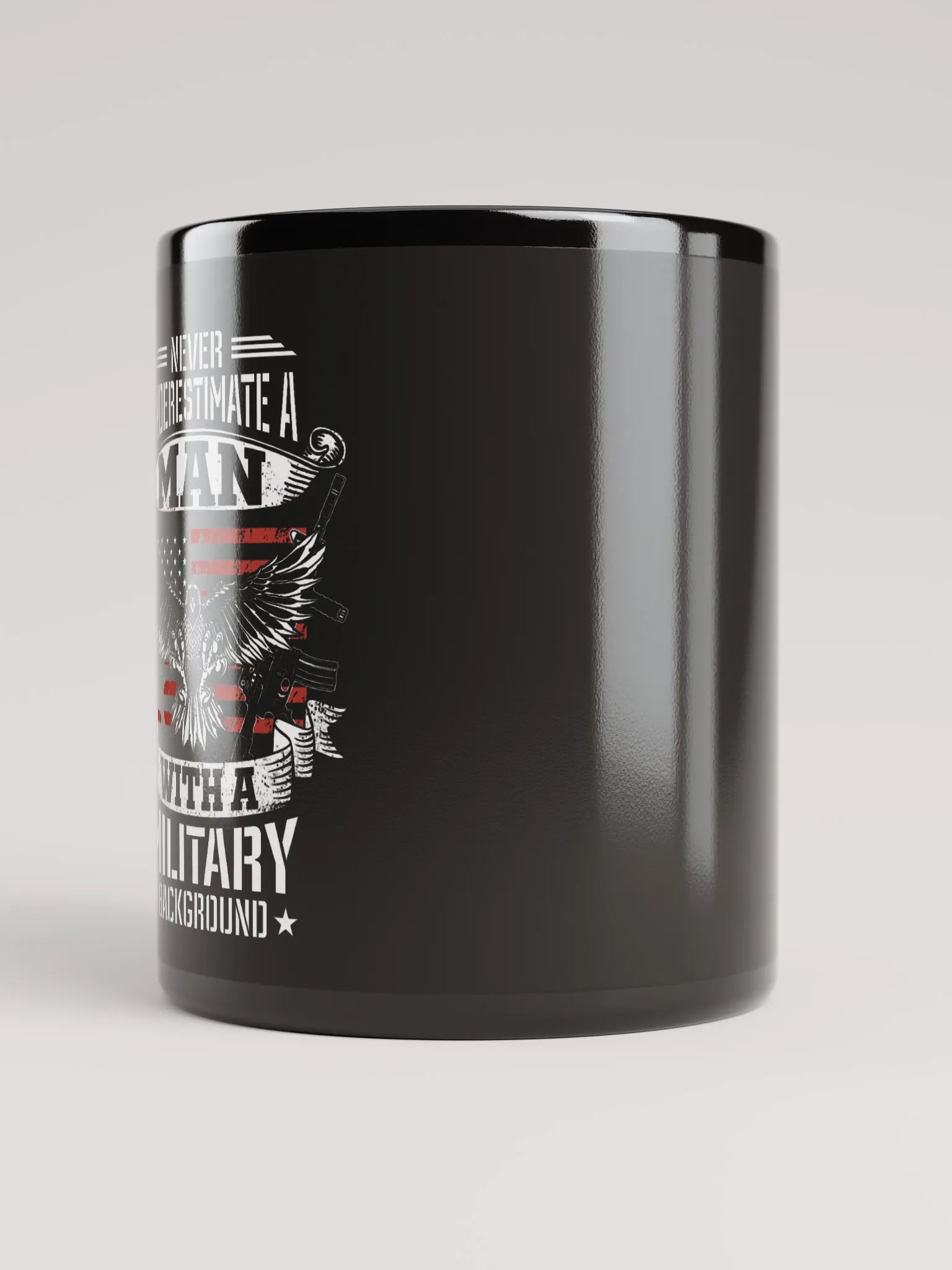 Never Underestimate a Man with a Military Background - Black Mug product image (3)