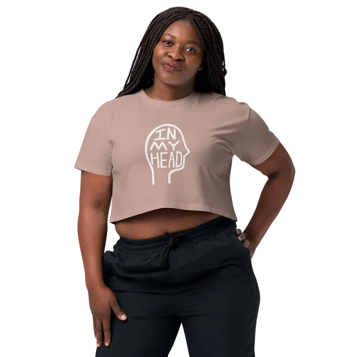 In My Head (white design) printed cotton crop top product image (2)