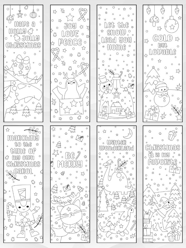 Printable Christmas Coloring Bookmarks for Children - 2