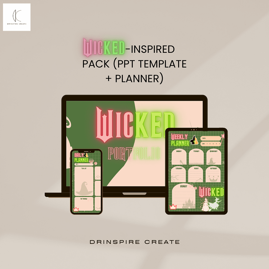 SAVE 1.79%! Wicked-Inspired Pack (PPT Template + Planner) product image (1)