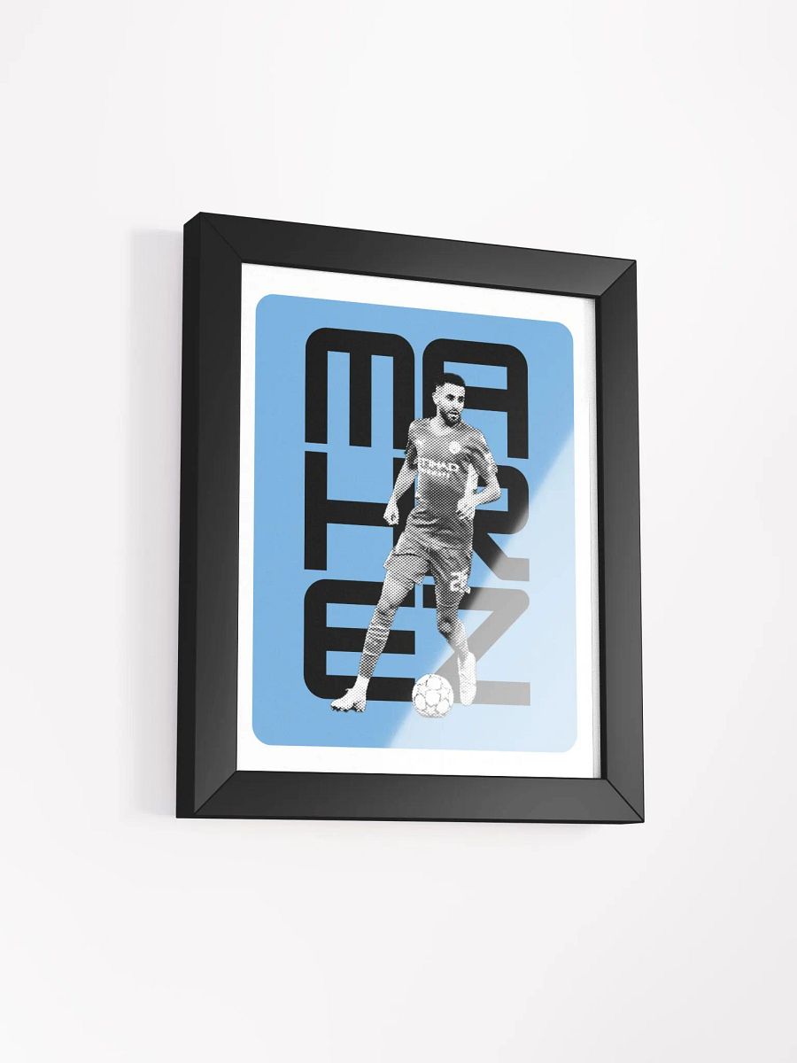 Riyad Mahrez BW Manchester City Name Art Framed Print product image (3)