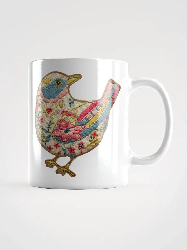 Floral Bird Embroidered Patch Mug product image (2)
