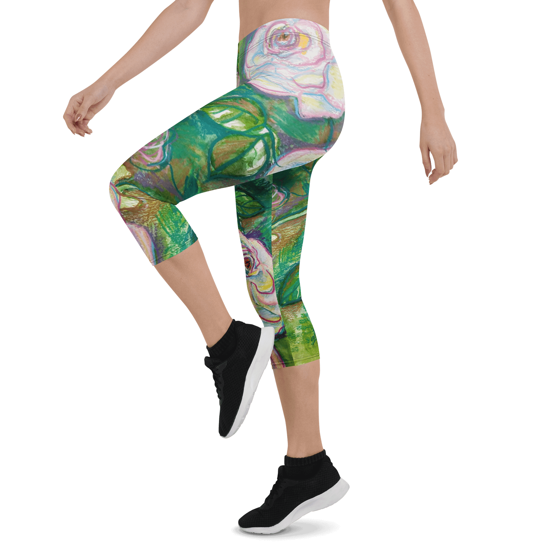 Pastel roses All-Over Capri Leggings product image (4)