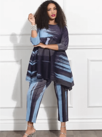 Luxe Moda LM382 2pc Brushed Print Pant Set product image (1)