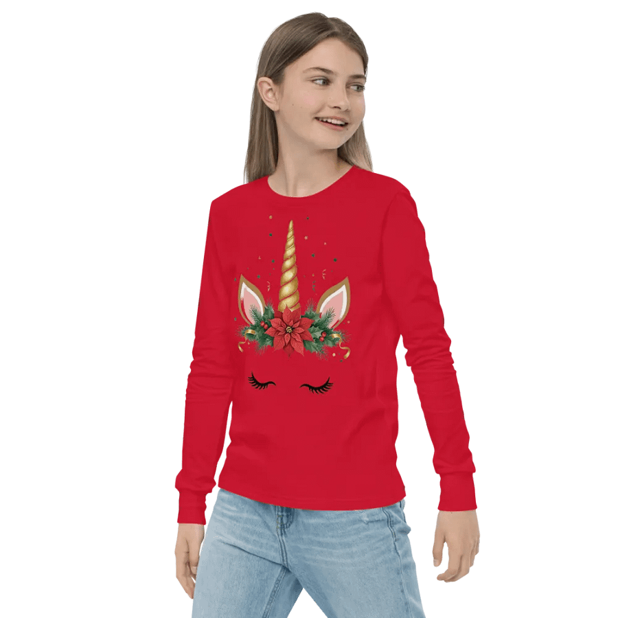 Golden Flower Christmas Unicorn Red product image (3)