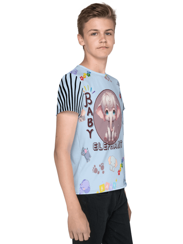KIDS- GIRL TEE -BABY ELEPHANTS (BLUE) - All-Over Print Youth Crew Neck T-Shirt product image (4)