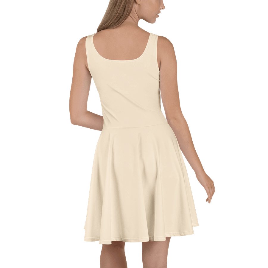 Cream Beige Solid Color Fit and Flare Skater Dress product image (4)