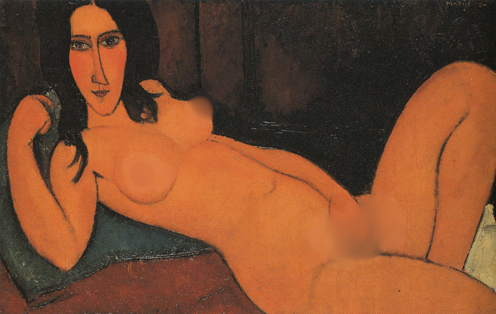 Vintage Art Download - Amedeo Modigliani, Reclining Nude with Loose Hair 1917 product image (1)