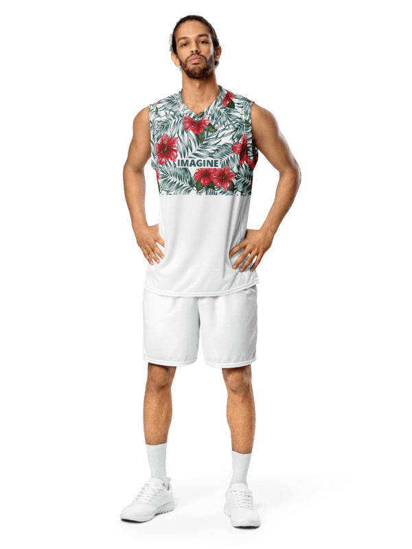 Hibiscus Leaf Design | Recycled Unisex Basketball Jersey product image (1)