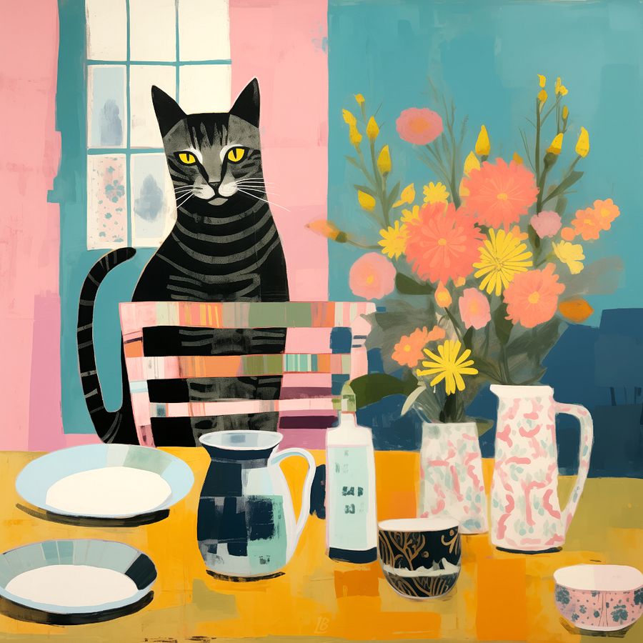 Art2401-18 Eclectic Cat Still Life - Digital Download product image (1)