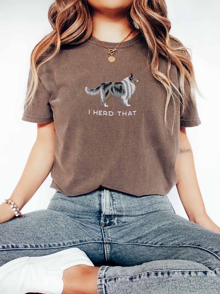 I Herd That T-Shirt(Embroidered) of a Shetland Sheepdog(Blue Merle) product image (2)